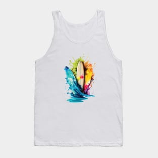 Vibrant Water Color Splash Surfboards Tank Top